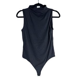 Aritzia Wilfred Free Leo Black Mock Neck  Sleeveless Bodysuit Size Med